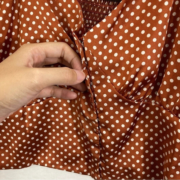 New Code X Mode Polka Dot Smocked Back Crop Top Size Large - Picture 3 of 9